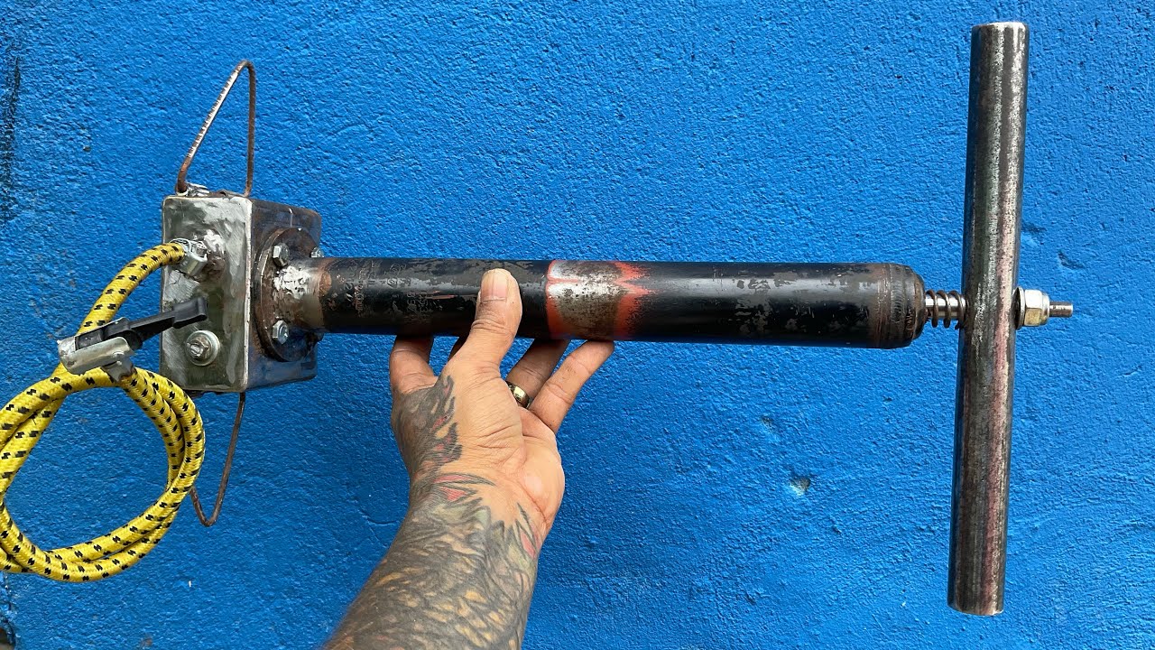 COMO FAZER UMA BOMBA DE ENCHER PNEU COM AMORTECEDOR CASEIRO, DIY INVENTOS E IDEIAS