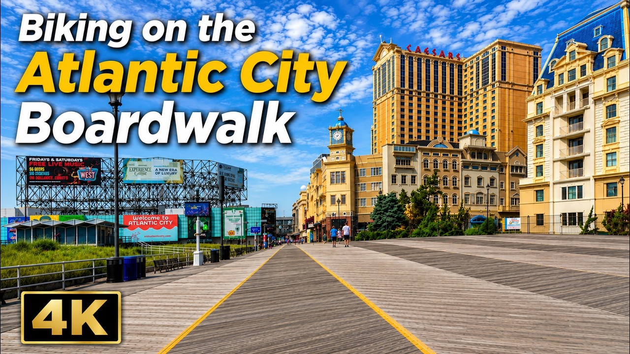 [4K] Atlantic City Boardwalk Bike Tour From Ocean to Caesar's and on to the Tropicana Exclusive 4K