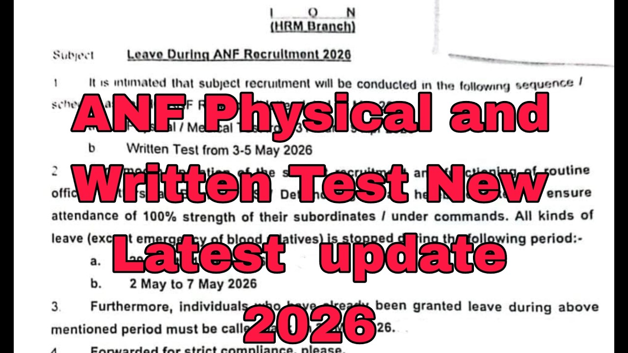ANF(anti narcotex force) Physical and Written Test New Latest update 2026/ANF Syllabus 2026