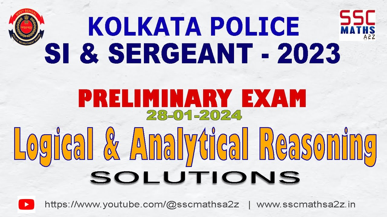KOLKATA POLICE SUB-INSPECTOR & SERGEANT(PRELI)-2023| Reasoning ANSWER KEY #kolkatapolicerecruitment