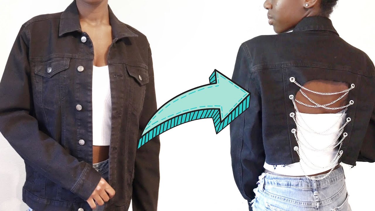 DIY Cropped Denim Jacket with Chains