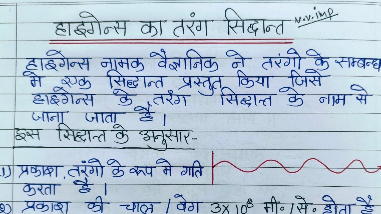 हाइगेन्स का तरंग सिद्धांत | Higens ka tarang siddhant | Huygens wave theory | Huygens principle