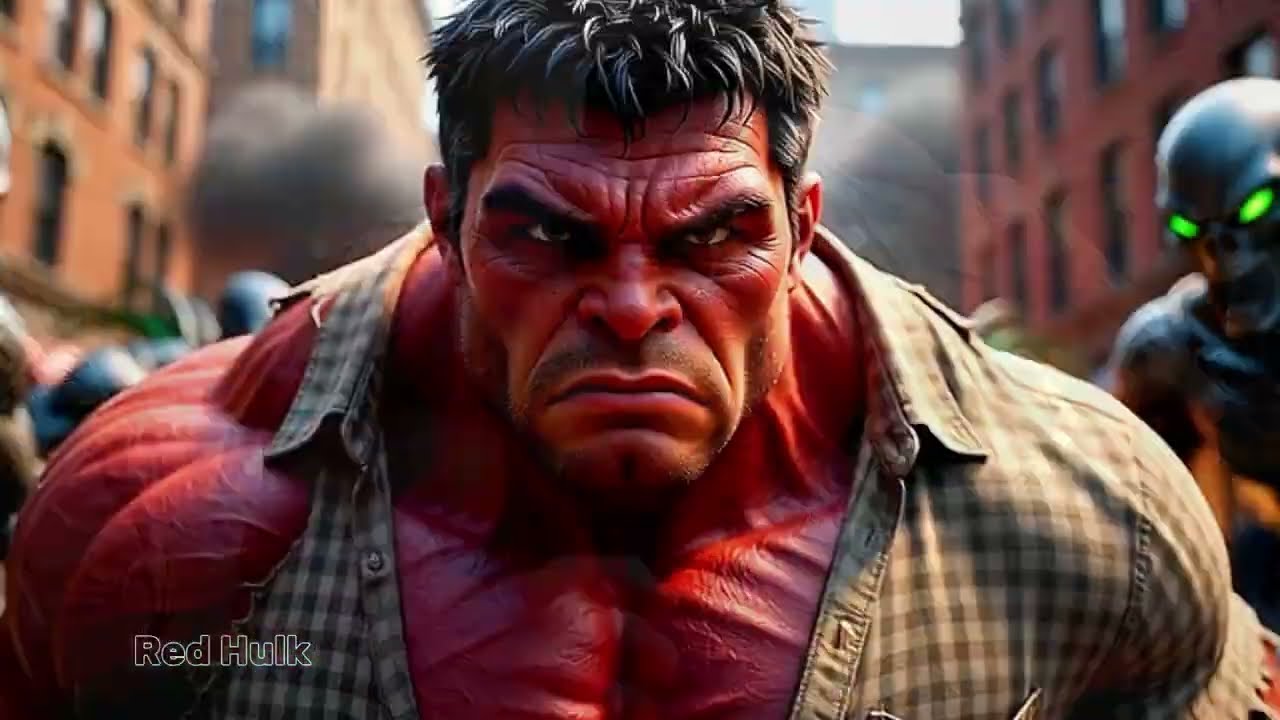 Red Hulk vs Aliens: Destruction of New York