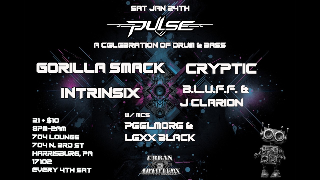Pulse Jan 26 - Gorilla Smack, Cryptic, Intrinsix, B.L.U.F.F. & J Clarion