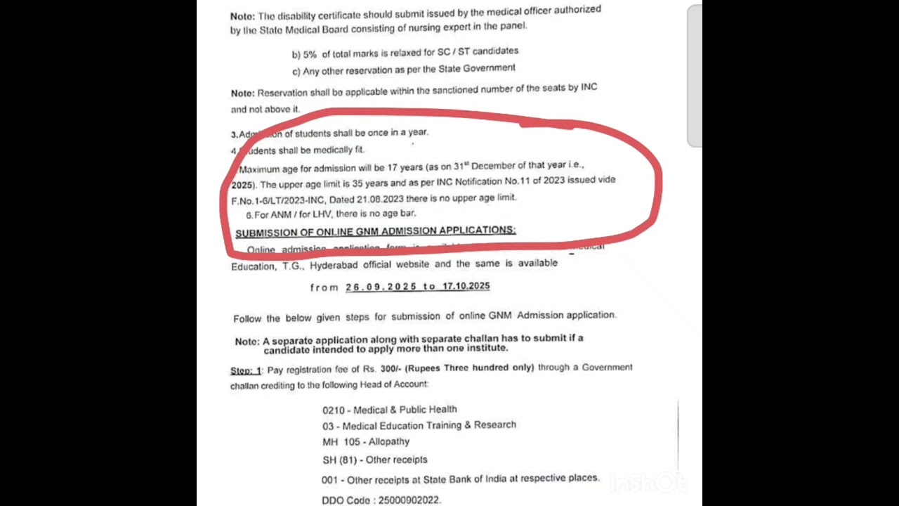 GNM admission notification 2025-26