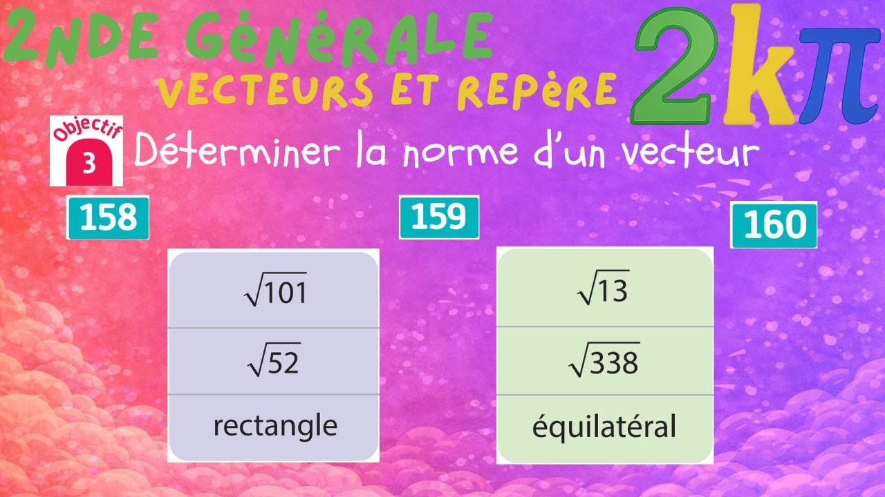 158 160p172 Norme d’un vecteur, distance et cercle