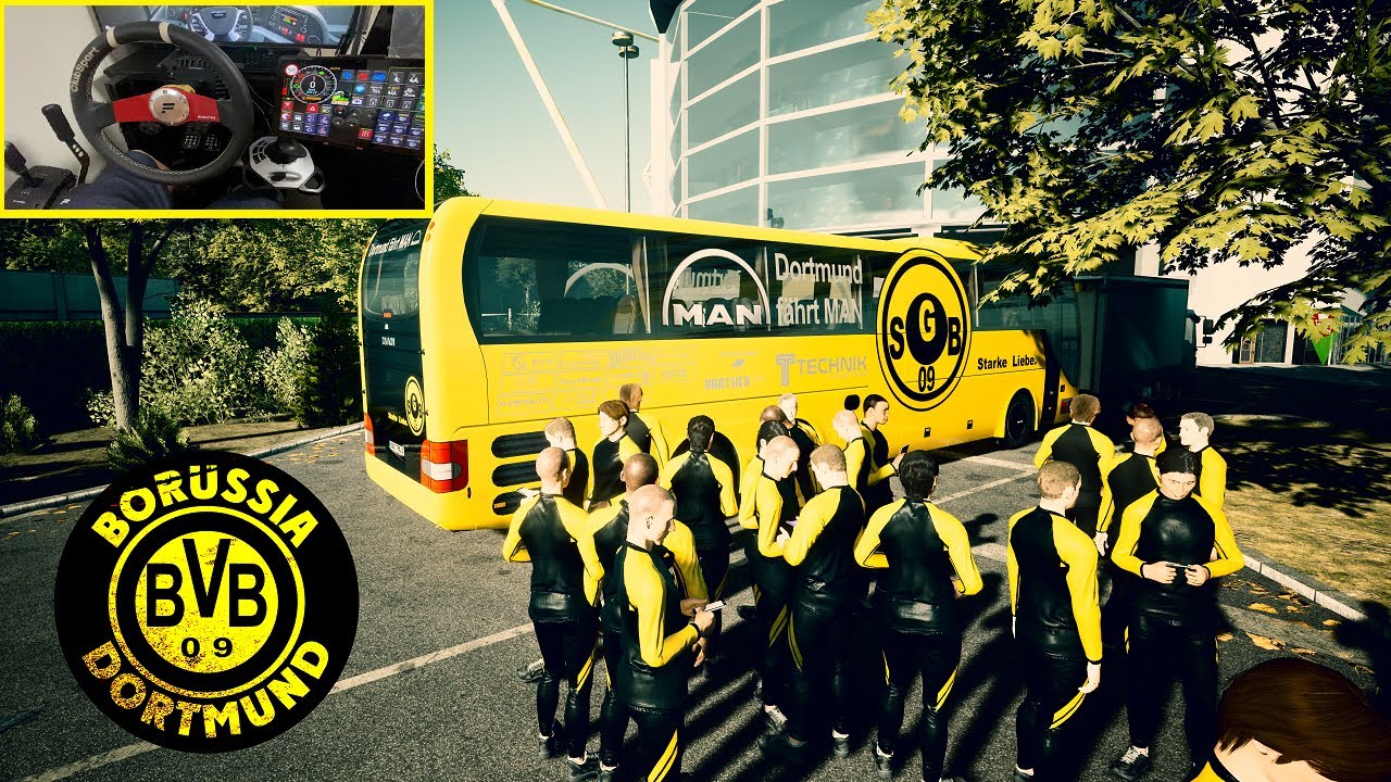 Fernbus Simulator | Dortmund Football Team Bus w/ Steering Wheel | Gameplay