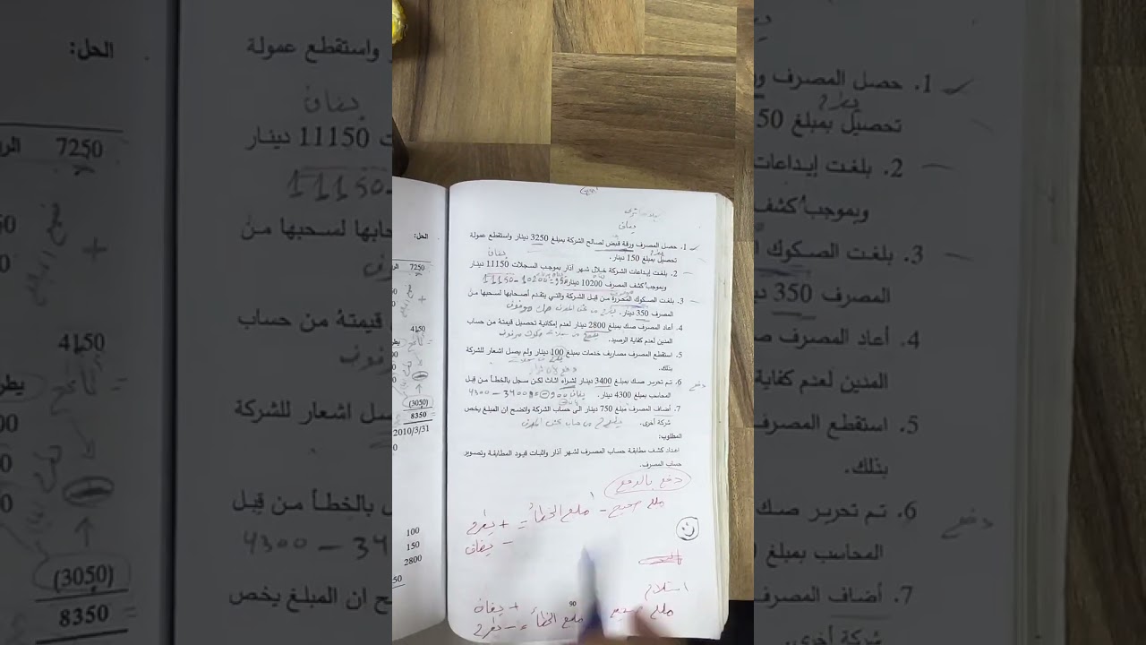 المحاسبة المتوسطة // الكورس الاول                الفصل الرابع // كشف مطابقة المصرف