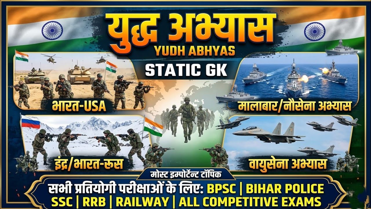 Important Military Exercises (oneshot )|भारत के महत्वपूर्ण युद्ध अभ्यास | Target competitive exam 