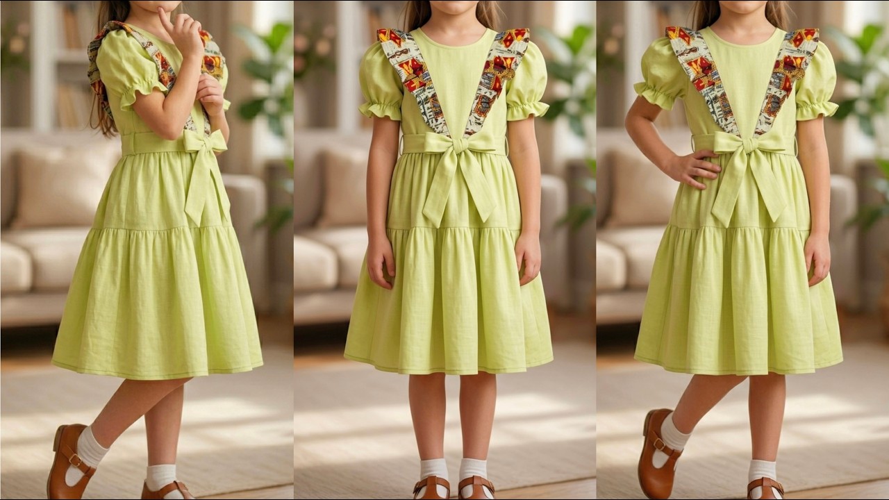 Trendy Ruffle Layered Baby Frock Cutting & Stitching | Designer Puffy Sleeve Frock Making at Home