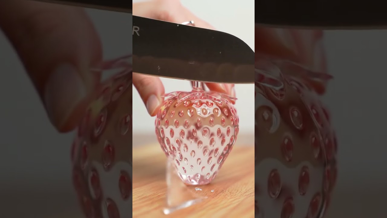 Glass Strawberry ASMR 🍓 | Satisfying Transparent Fruit Cutting #asmr