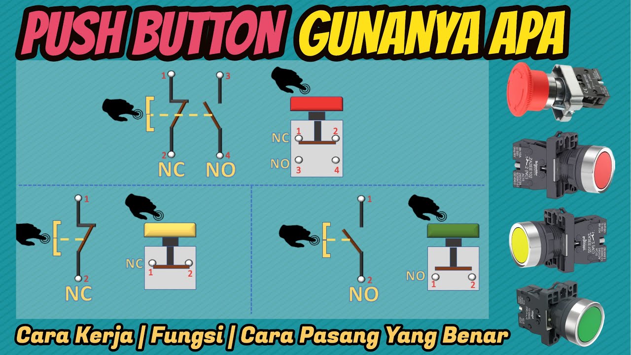 CARA KERJA TOMBOL PUSH BUTTON | PUSH BUTTON 4 KAKI DAN 2 KAKI