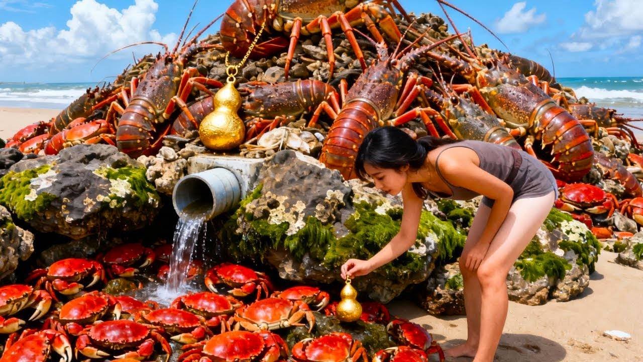 小章赶海逆天运气，龙虾捡不停，竟还有金葫芦，这下掏上了【赶海小章官方频道】