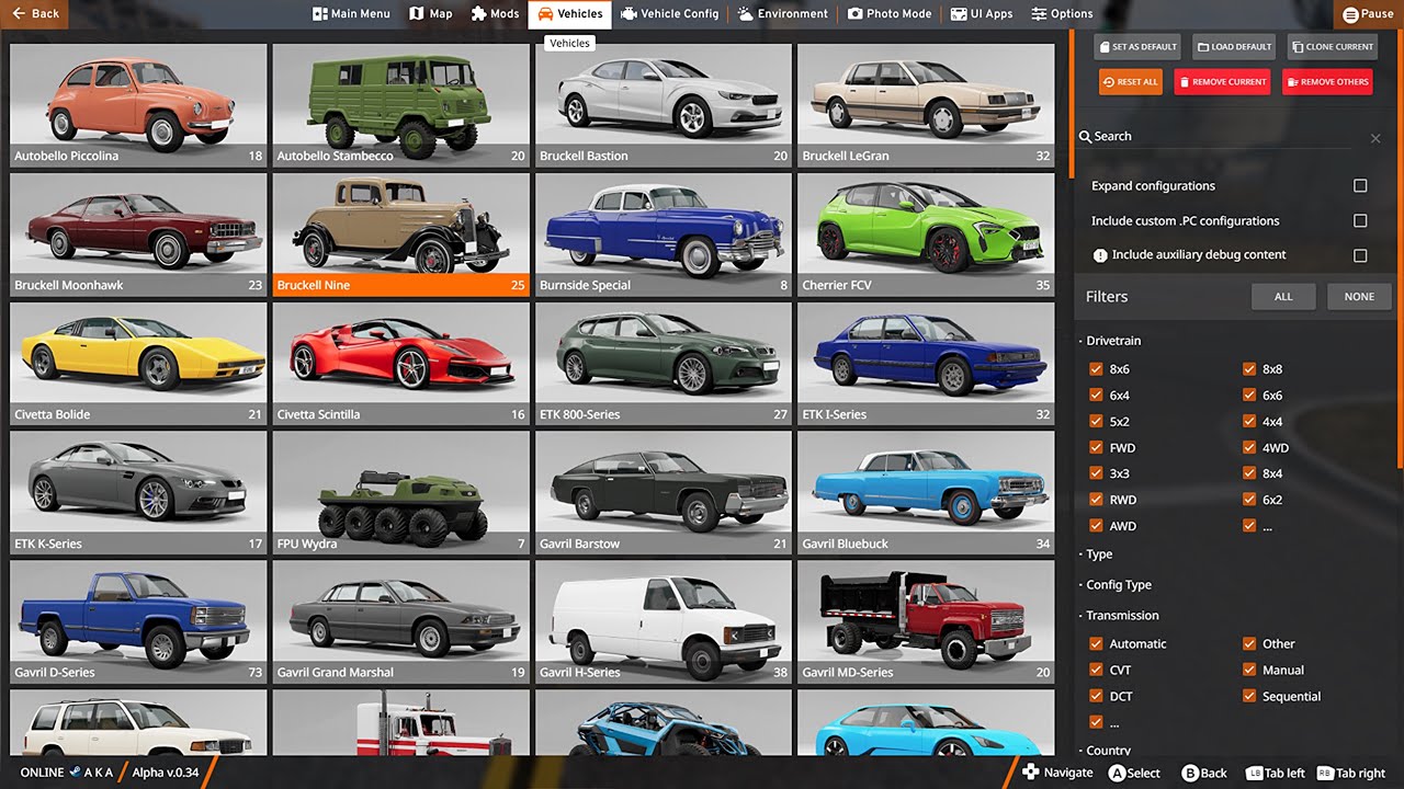 BeamNG 0.34 | 2024 (December Update) | ALL CARS & Performance | FULL CAR LIST