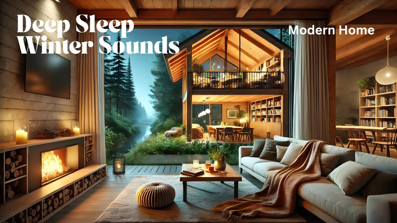 🏡 Cozy Modern House in the Woods | Peaceful Rain & Fireplace Ambience for Sleep, Study & Relaxation