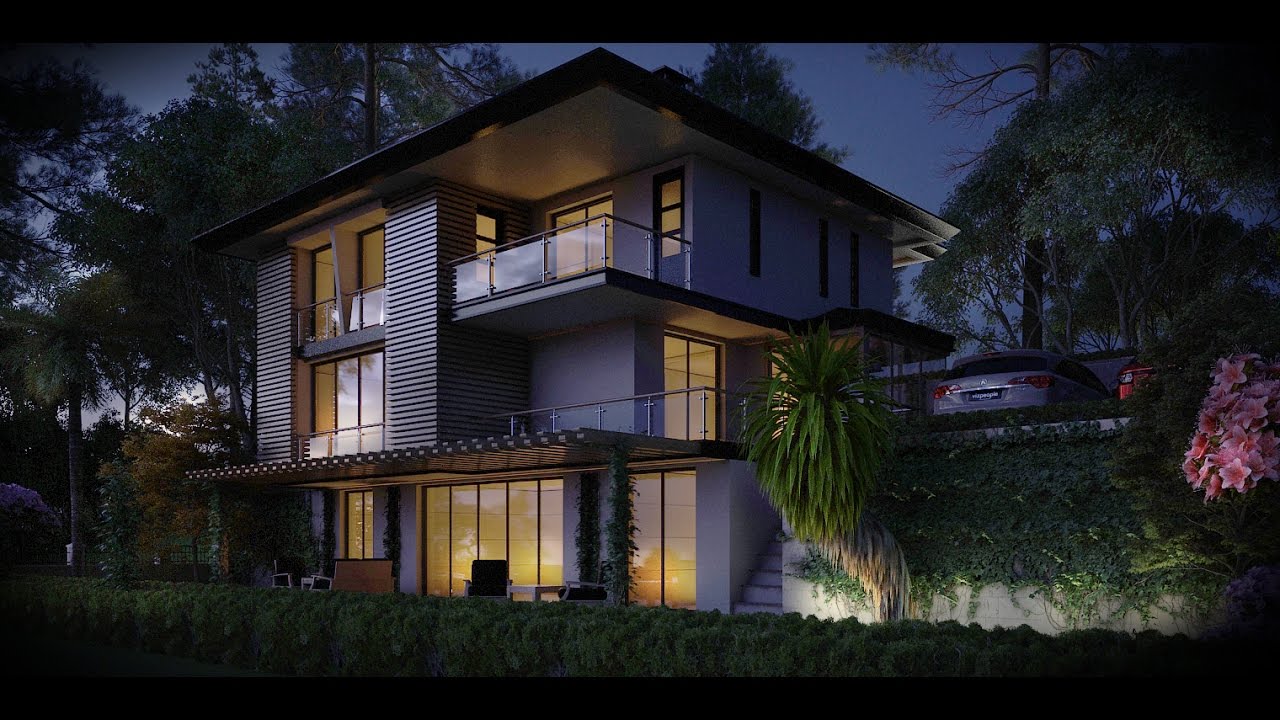 V-Ray Dome Lıght  And PhysicalCam Exterior Nıght  Rendering Tutorial