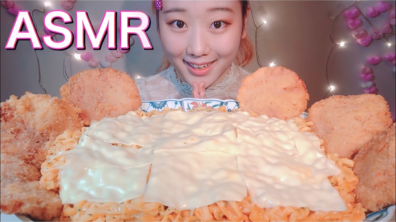 ASMR カルボプルダックポックンミョン Cheesy Carbo Fire Noodles【咀嚼音/Mukbang/Eating Sounds】