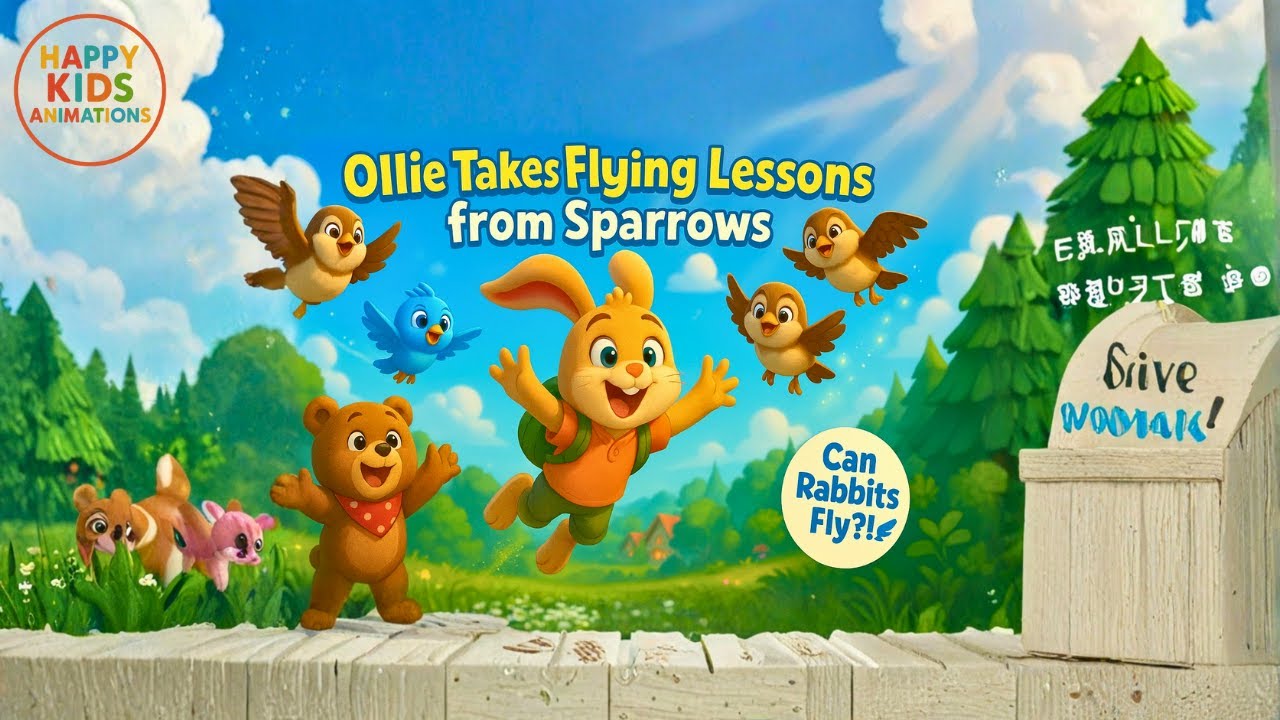 🐰🕊️ Ollie Takes Flying Lessons from Sparrows &ndash; Can He Really Fly?! 😲✨🌤️