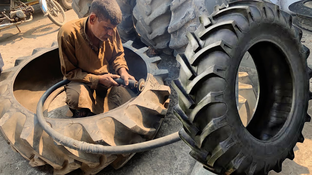 How Giant Tire Damaged Sidewall Replaced by Skillful Tire Technician in Harsh Living Conditions