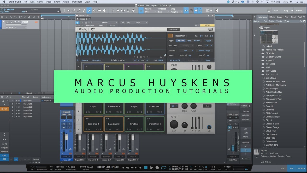 How To Multi-Select Impact XT Pads In Studio One 4.1.1 & Above