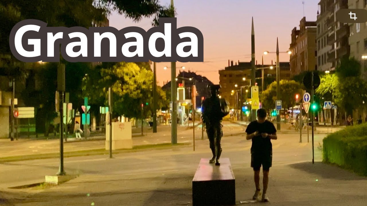 🇪🇸Granada al atardecer en 4K: De la Avenida de la Constitución al metro Villarejo