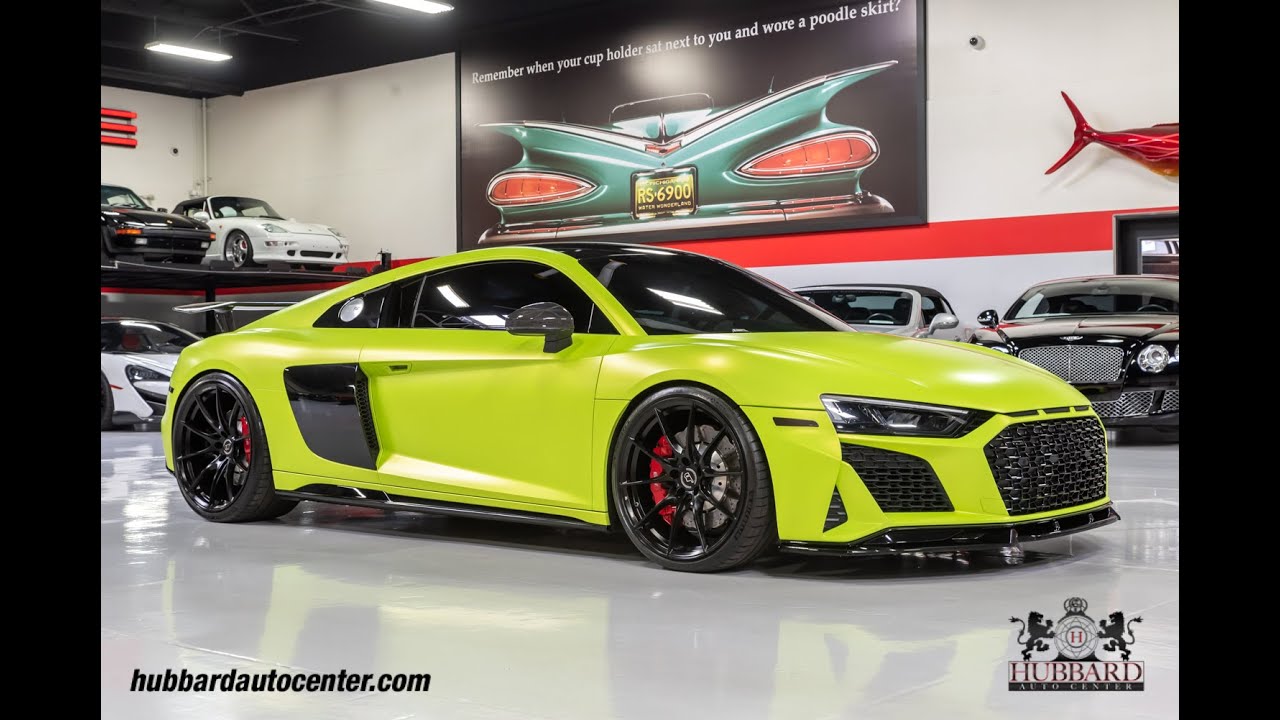 2021 Audi R8 Coupe - Neon Green Wrap - Aftermarket Exhaust - Carbon Fiber Wing