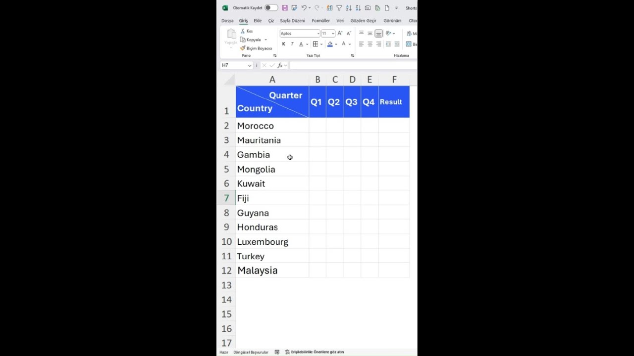 Excel'de Onay Kutusu ile Koşullu Biçimlendirme İşlemi #shorts