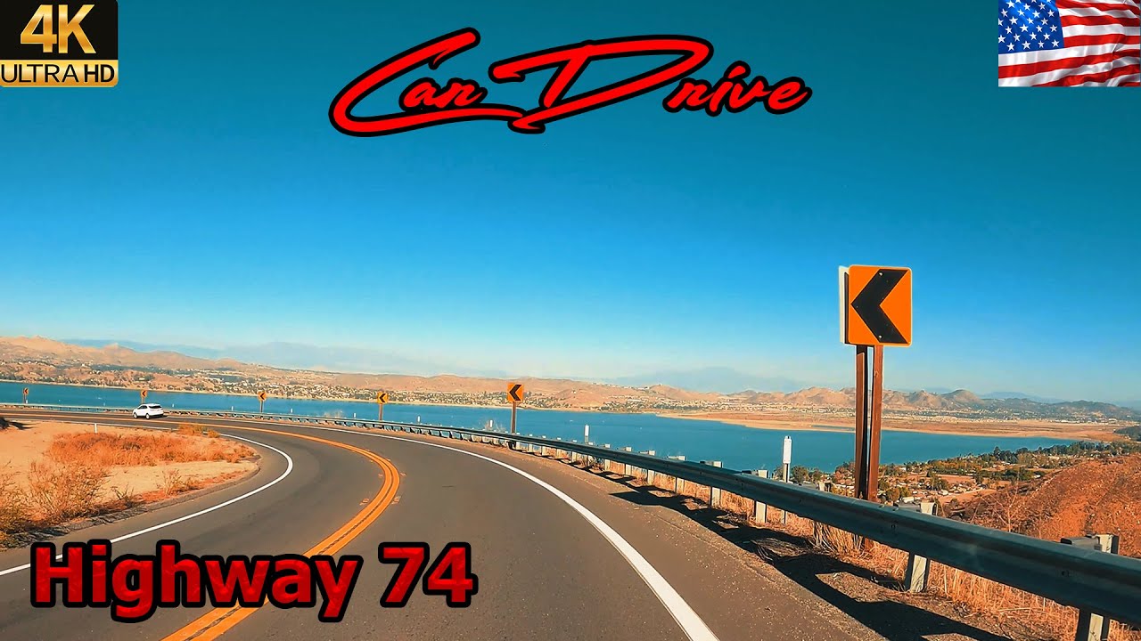 CALIFORNIA CAR DRIVE USA - San Juan Capistrano to Lake Elsinore driving Highway 74, Scenery drive