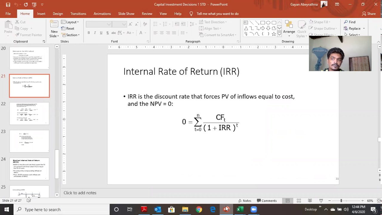 Easy way to calculate IRR (Sinhala+ English)