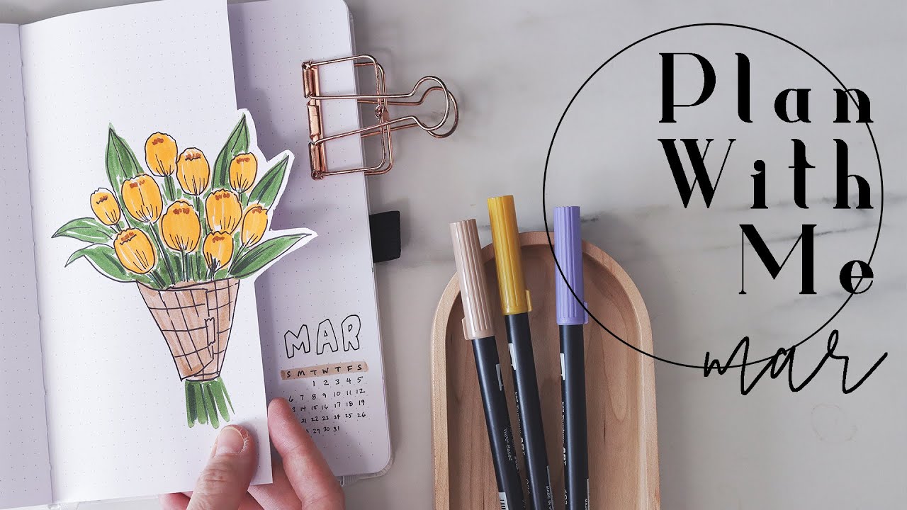 Plan With Me | March 2022 Bullet Journal TULIPS