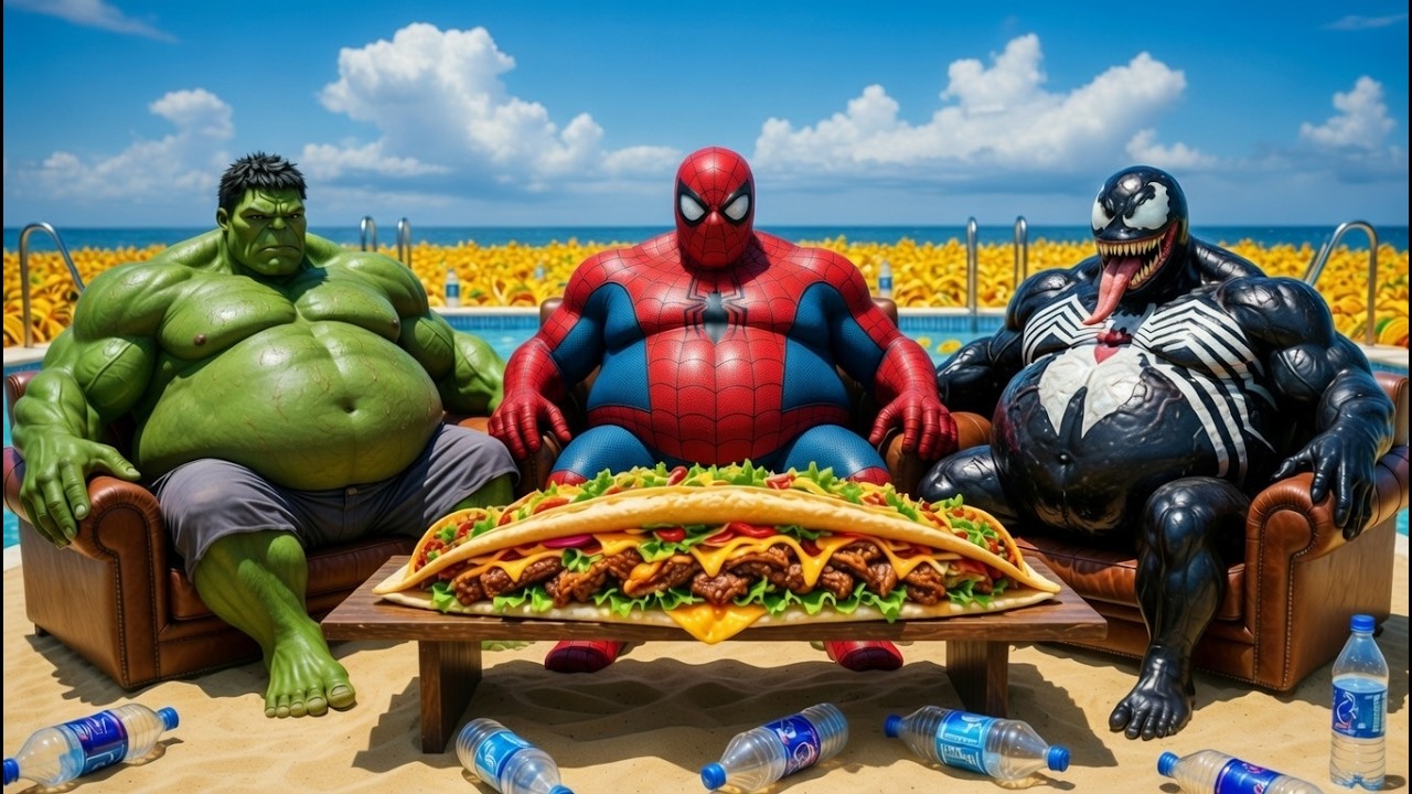 SPIDER-MAN, HULK & VENOM: EPIC FAT RACING & TACO UPGRADE! 🍕 Part 3