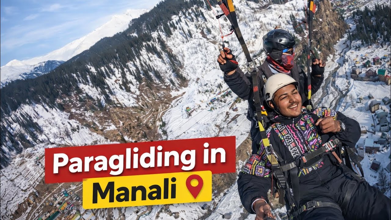 Paragliding in Solang Valley Manali | First Time Flying Over Snow Mountains 🪂❄️