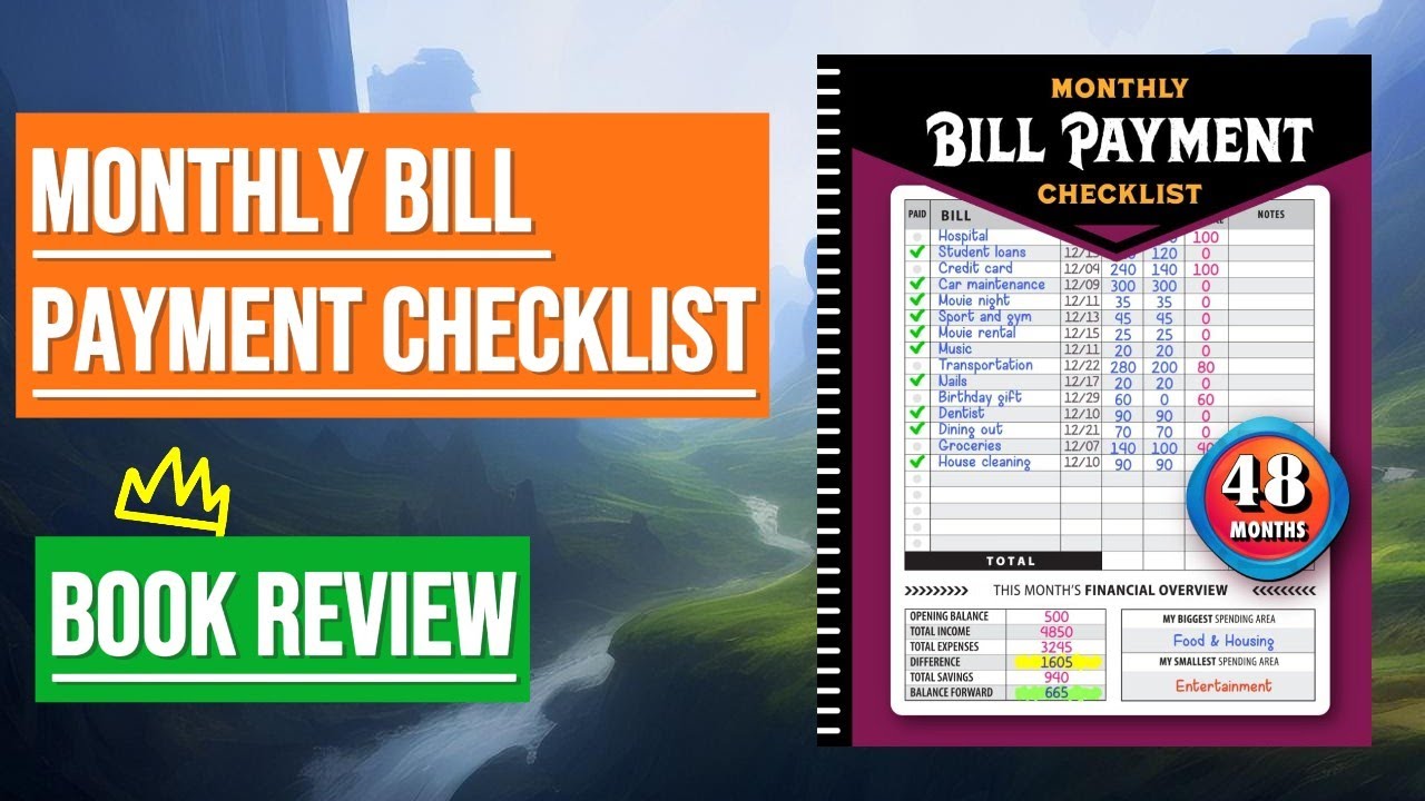 Monthly Bill Payment Checklist Book Review: Best Financial Planner