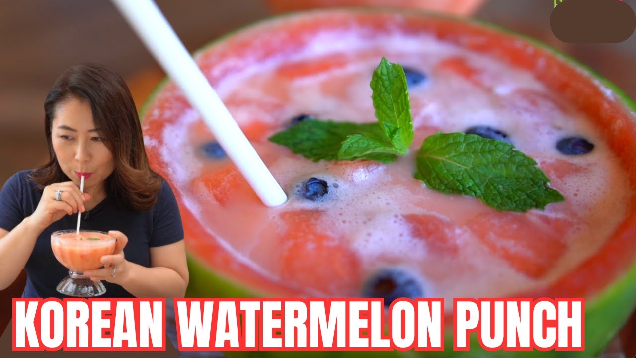 DELICIOUS Korean🍉Watermelon Punch + Soju Cocktail Recipe! Sweet & Refreshing Watermelon 수박화채 + 소주칵테일