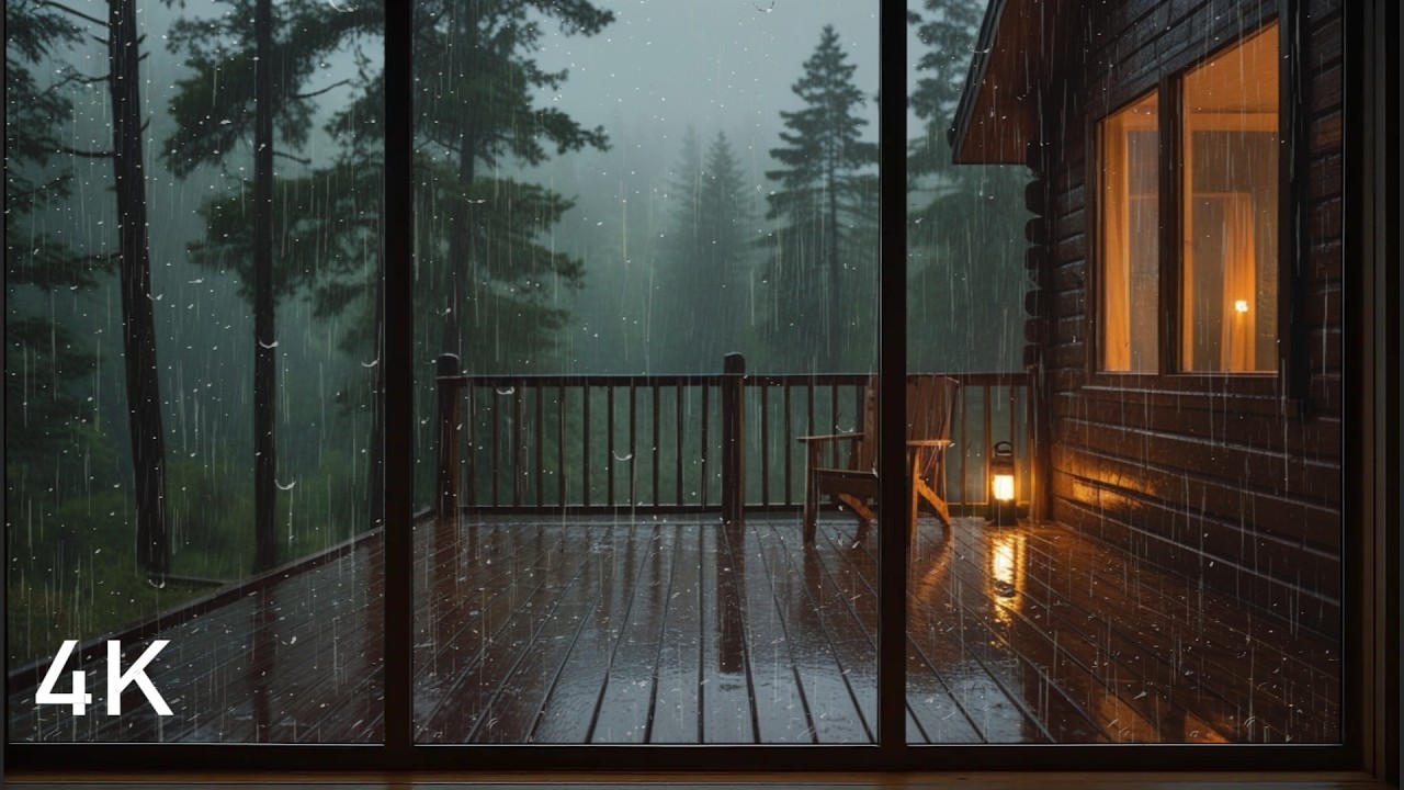 Rain in a Forest Cabin 🌧️ 3 Hours for Sleep, Study & Relaxation (4K)