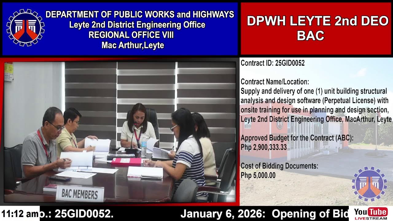 Procurement Livestream of Leyte 2nd DEO on January 6, 2026.