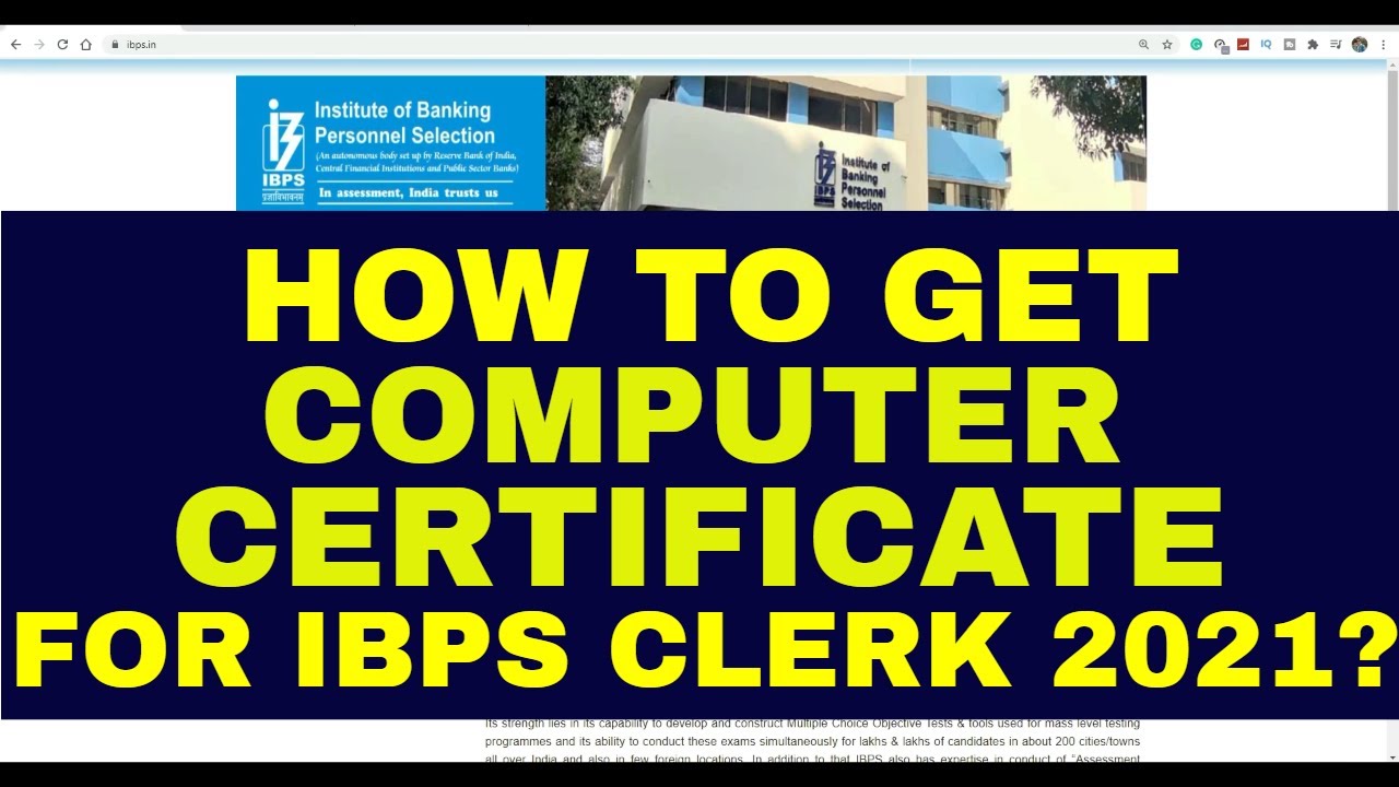 HOW TO GET COMPUTER CERTIFICATE FOR IBPS CLERK 2021? | IBPS CLERK RECRUITMENT 2021