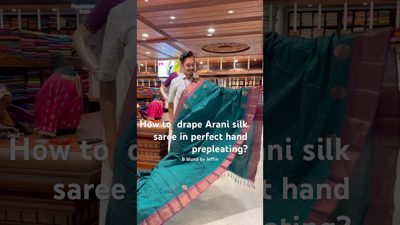 How to drape Arani silk saree in perfect hand prepleating? #trending #saree #drape #sareedraping