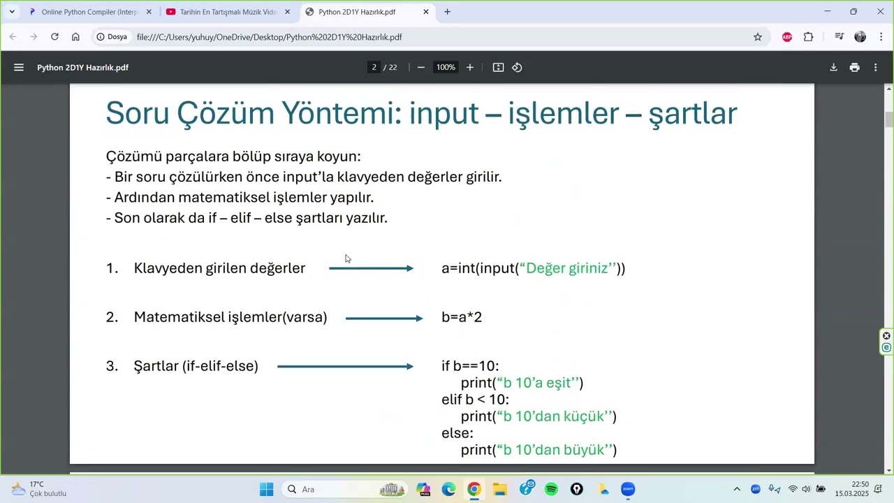 Python if-elif-else ve listeler