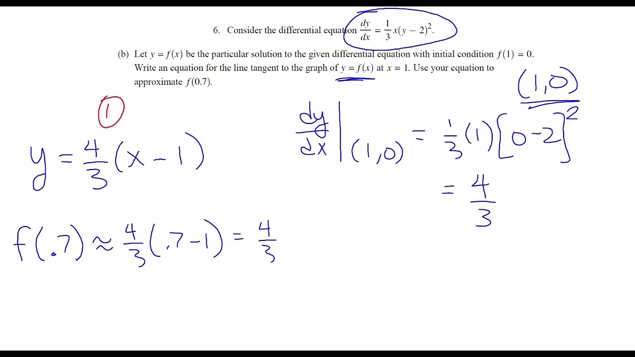 2018 AP Calculus AB FRQ #6 - Differential Equation
