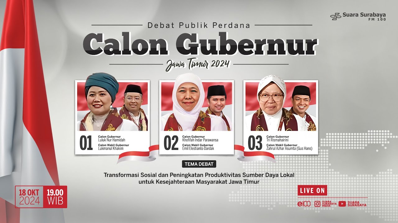 #LIVE Debat Publik Ketiga Calon Gubernur Jawa Timur 2024