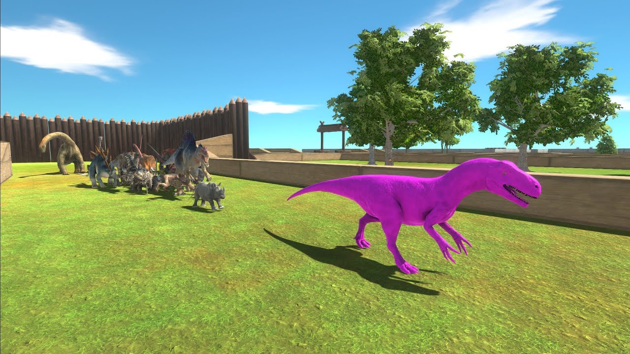 Race to eat Pink Allosaurus - Animal Revolt Battle Simulator