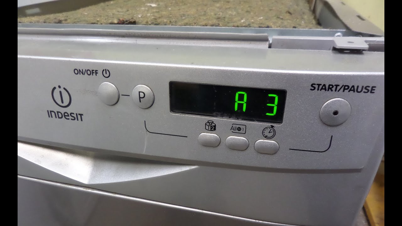 Zmywarka Ariston Indesit DSG nie wylewa wody błąd A3 , F3 . Error A3 , F3