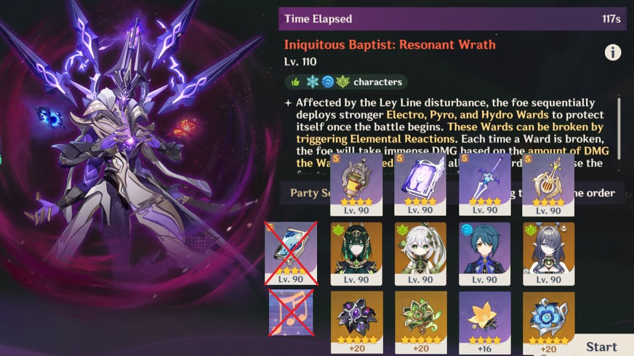 No Widsith C0 Nefer Dire Baptist 117s (3 cost) | Stygian Onslaught 6.2 | Genshin Impact