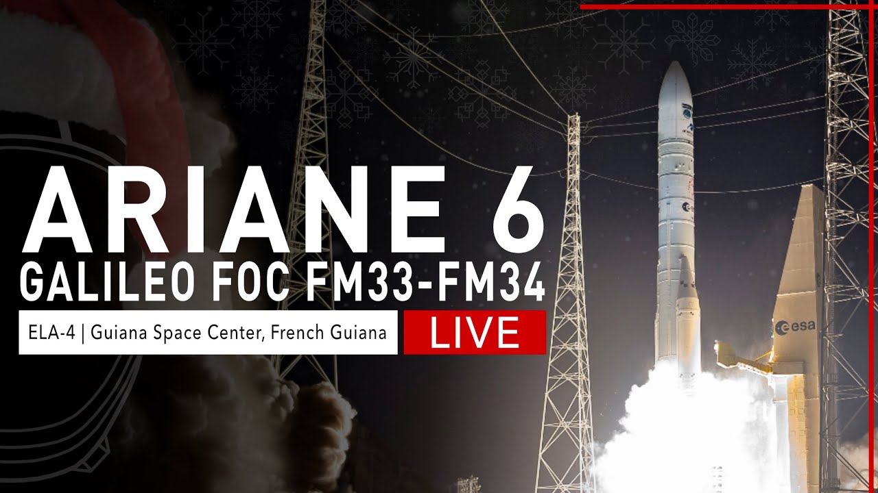 Запуск ракеты Arianespace Ariane 6 Galileo FOC FM33-FM34 из Французской Гвианы