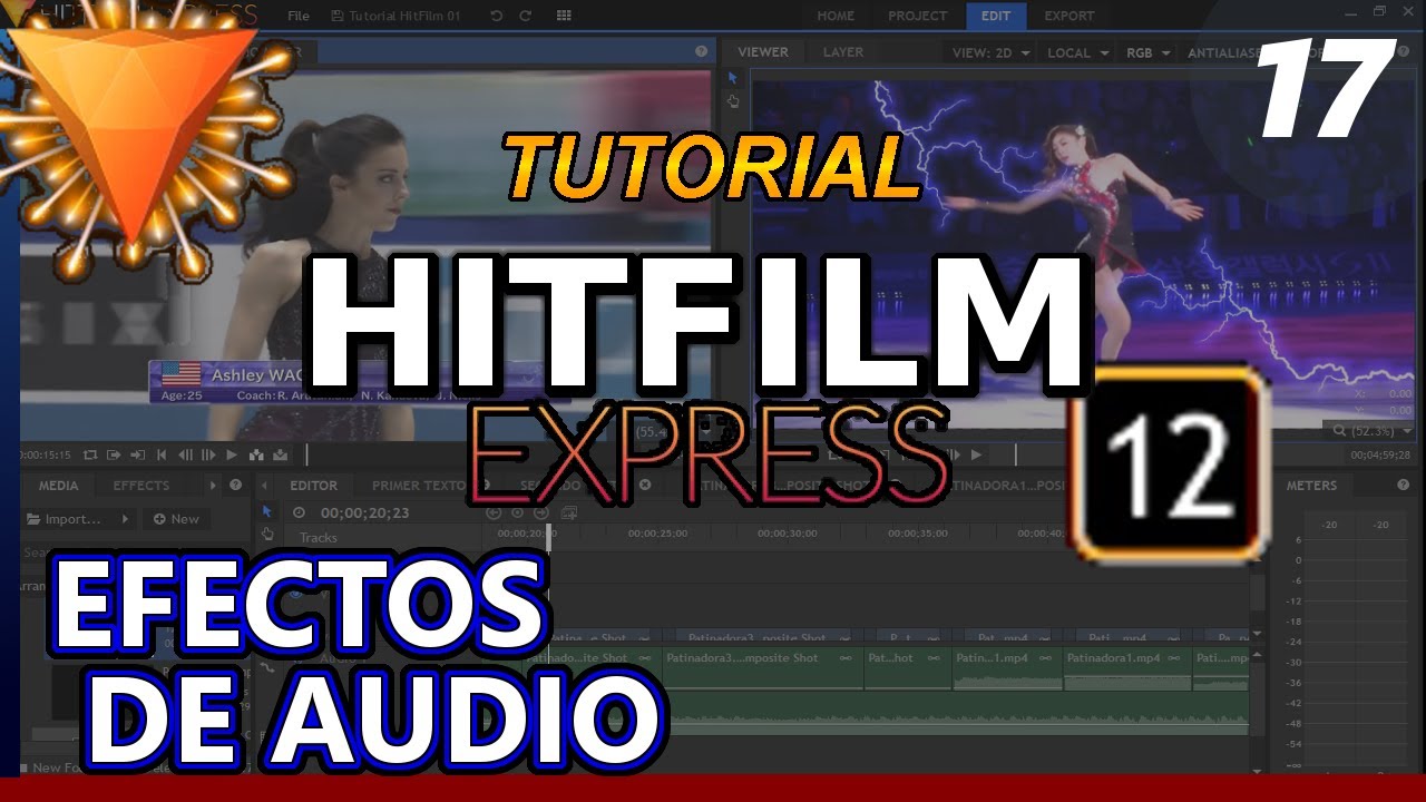 HITFILM EXPRESS 12: Efectos de Audio, tonos graves y agudos, balance, resonancia, eco.  Tutorial 17