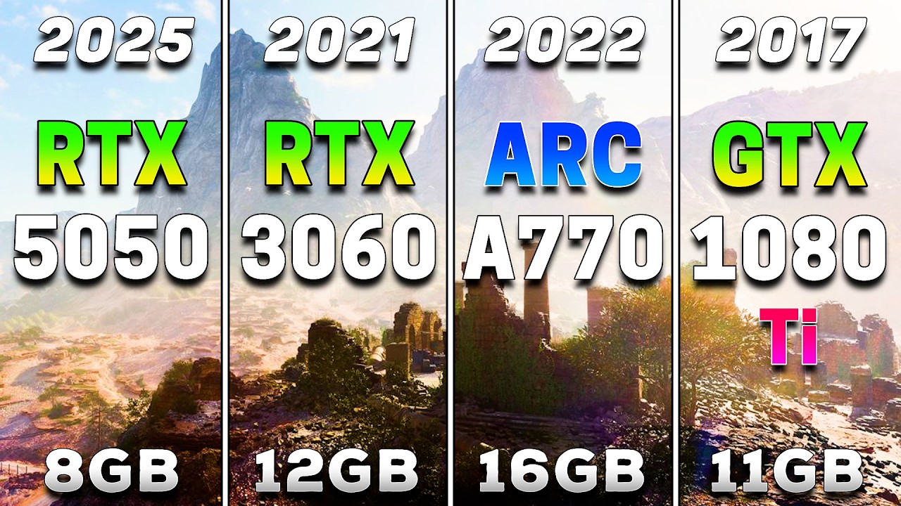 RTX 5050 8GB vs RTX 3060 12GB vs ARC A770 16GB vs GTX 1080 Ti 11GB | PC Gameplay Tested