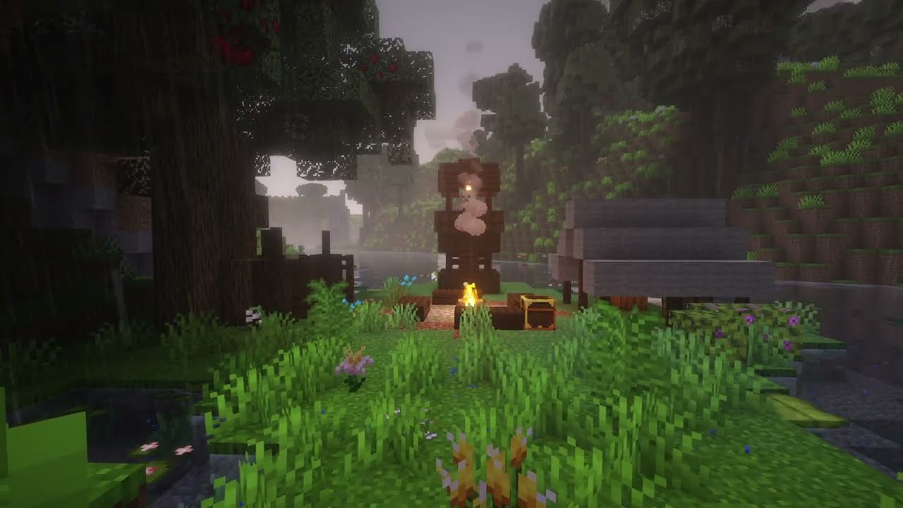 Rainy River Bandit Camp | Minecraft Calm Sounds for Anxiety 🌿