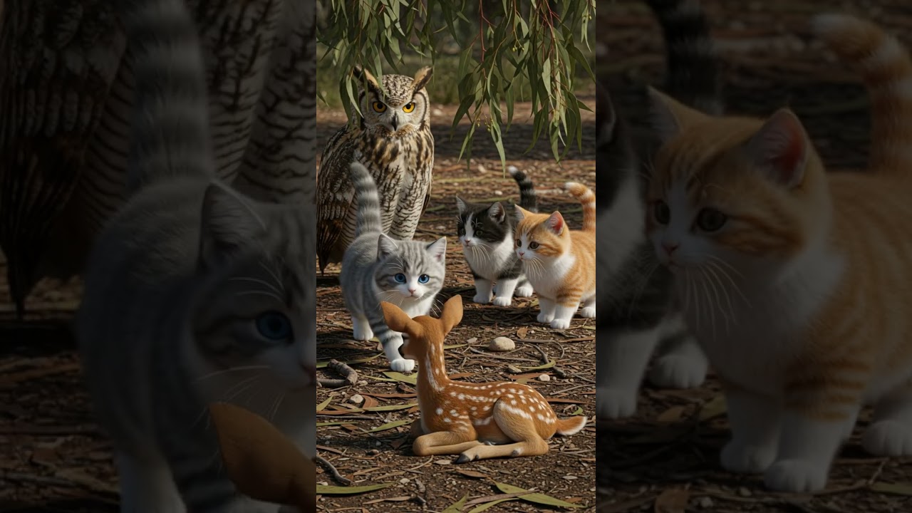 A Curious Fawn Approaches… and the Cats’ Unexpected Playtime Reaction 