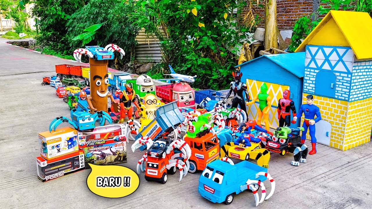 WADIDAW !! Mobil TRUK TRONTON PANJANG Bongkar Mainan Mobil Mobilan Truk Molen, Crane, Excavator